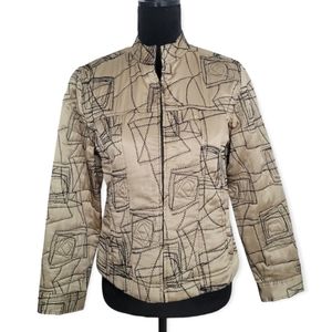 Chico's Silk Graphic Zip-up Jacket